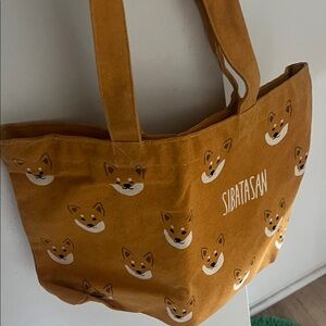 Japanese Shiba Tote bag with zipper, canvas